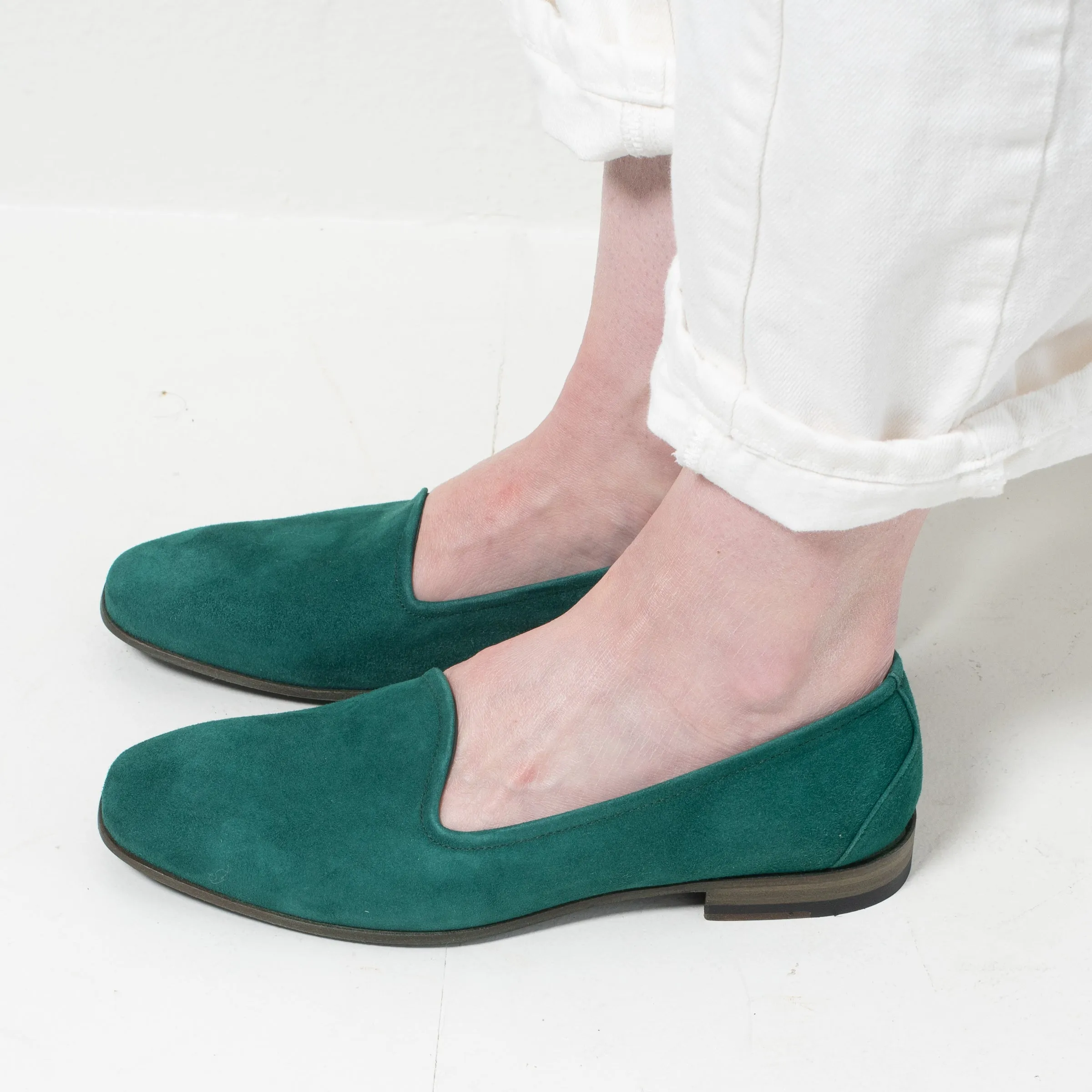 Pantanetti Suede Tuxedo Slippers (emerald) on sale!