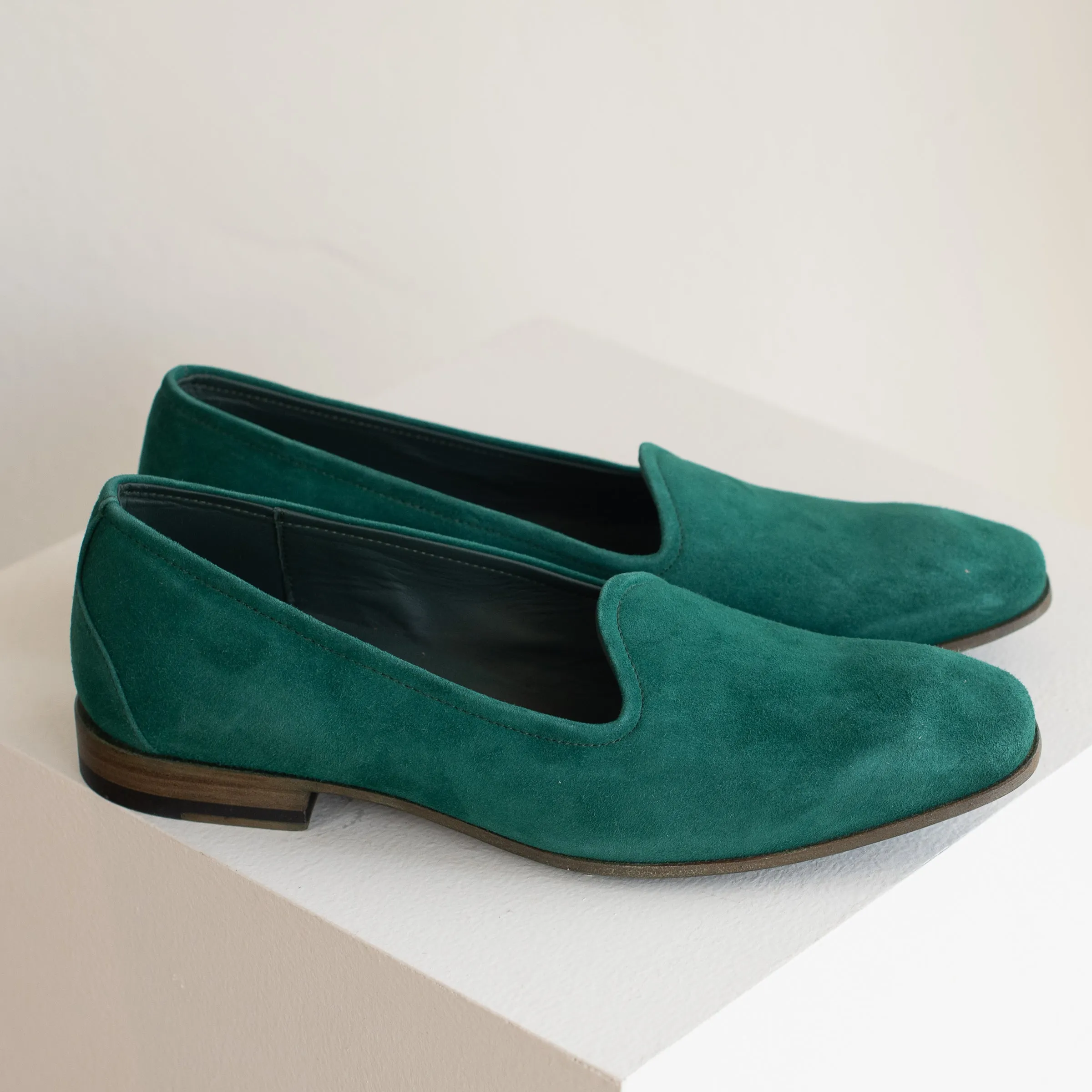 Pantanetti Suede Tuxedo Slippers (emerald) on sale!