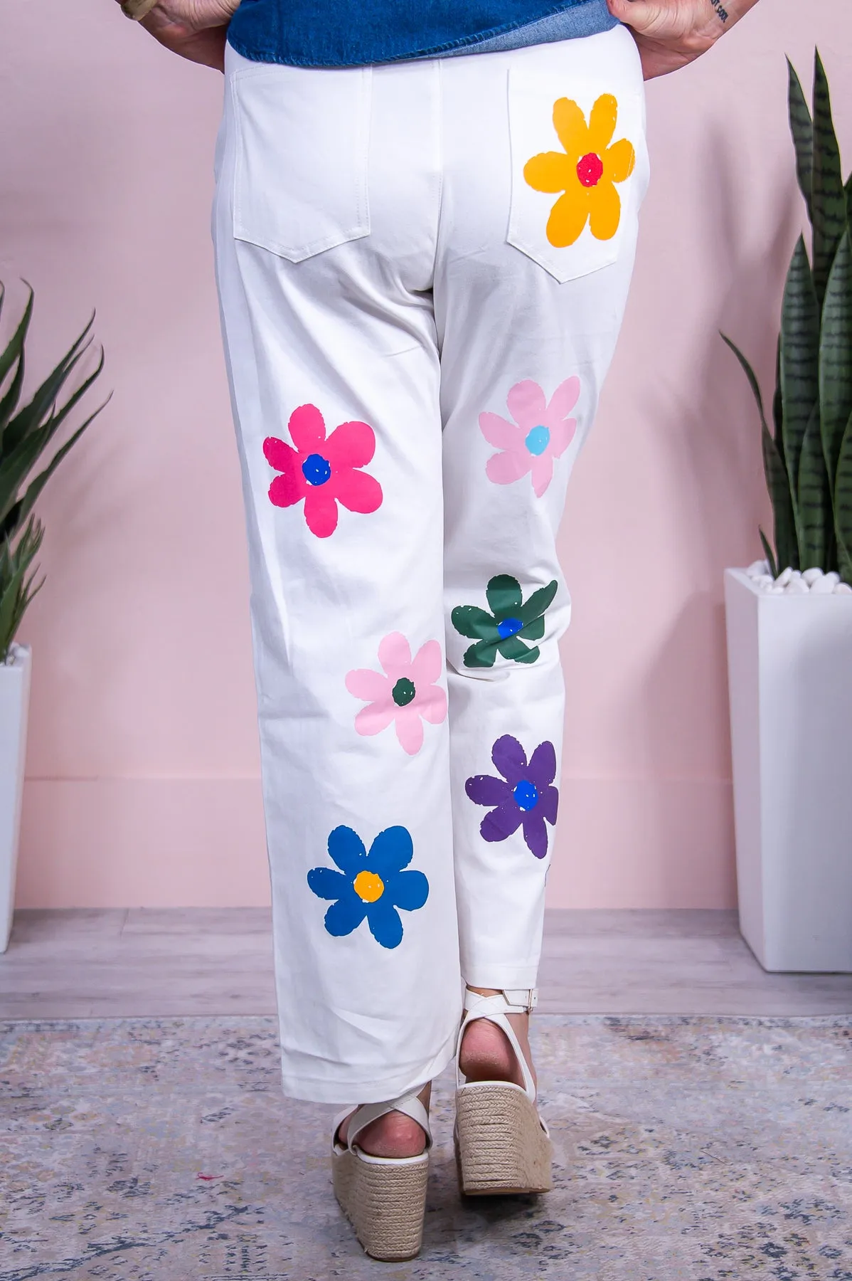 Parker Off White/Multi Color Floral Jeans - K1179OW