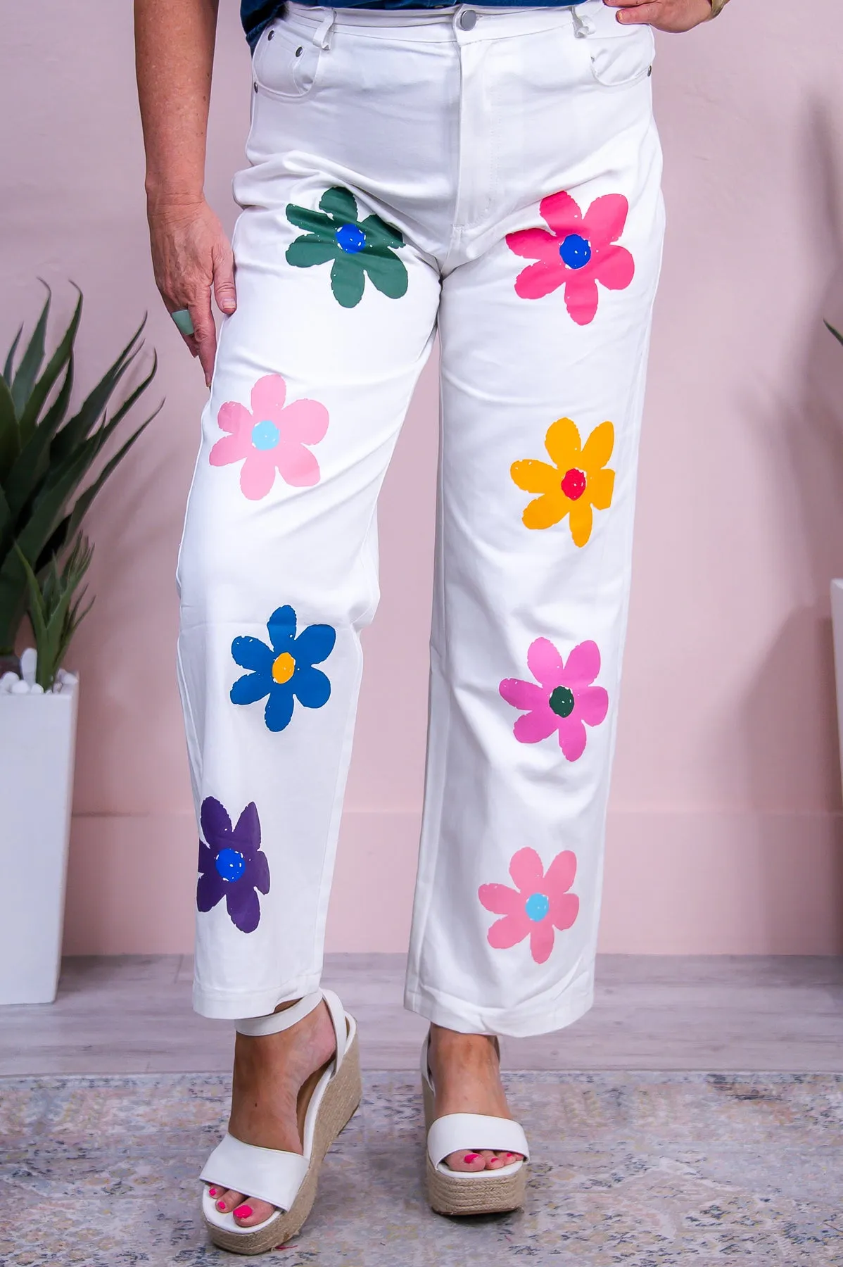 Parker Off White/Multi Color Floral Jeans - K1179OW