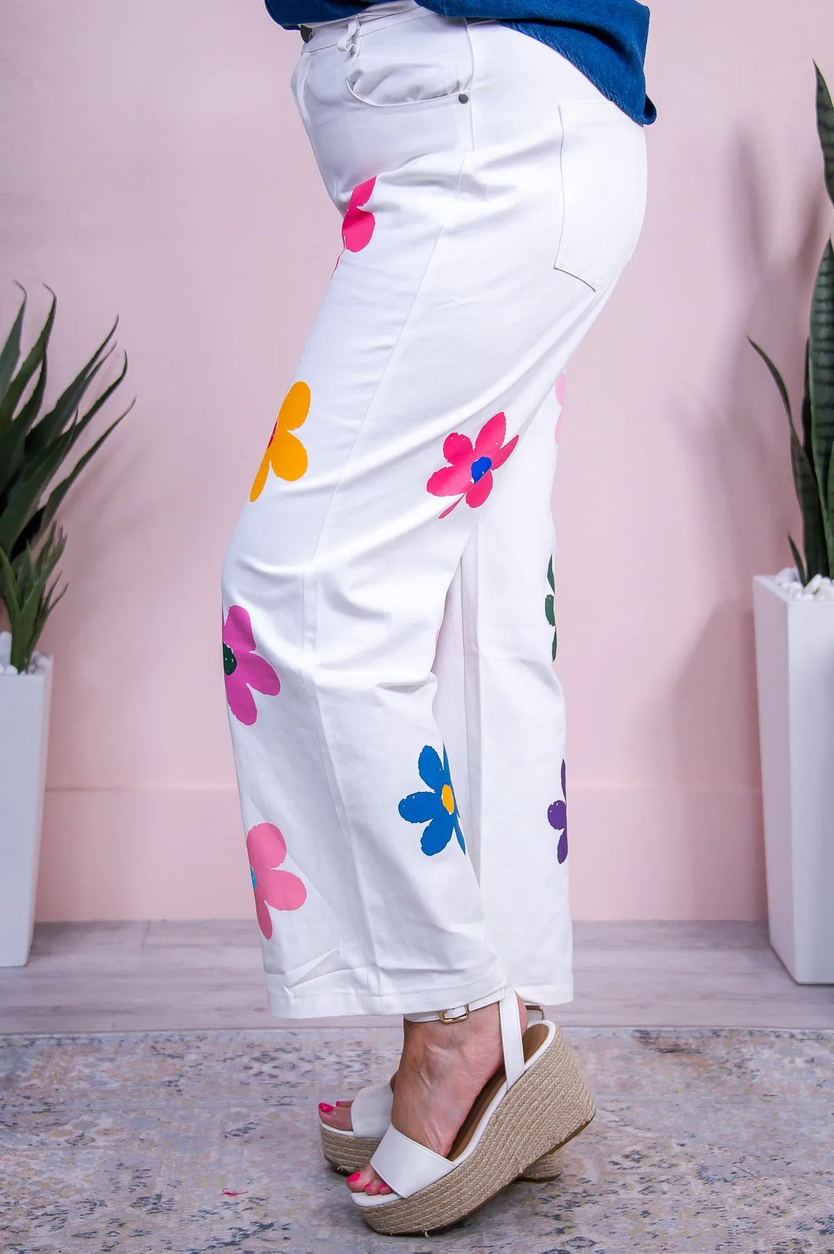 Parker Off White/Multi Color Floral Jeans - K1179OW
