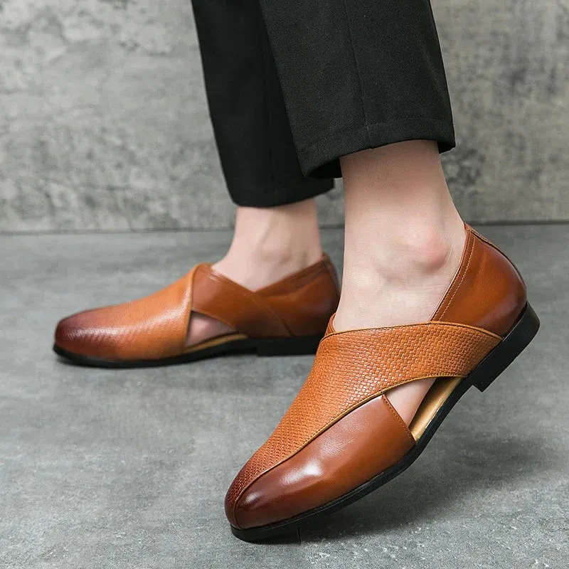 Pasadena | Premium Genuine Leather Minimalist Loafers for Men with Cross-Strap Design