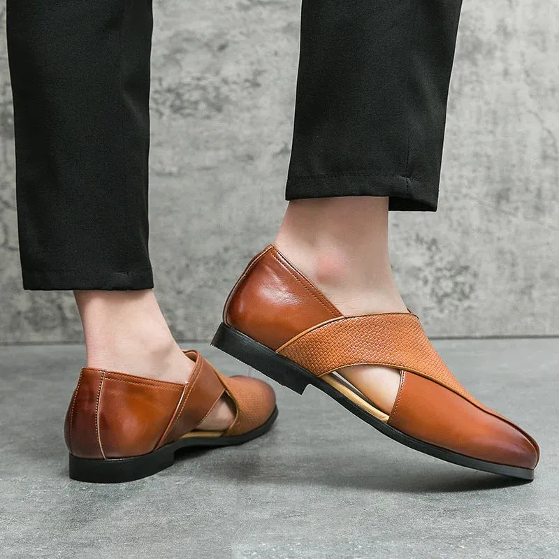 Pasadena | Premium Genuine Leather Minimalist Loafers for Men with Cross-Strap Design