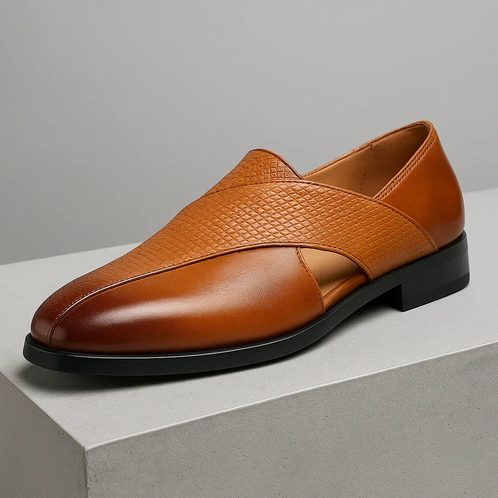 Pasadena | Premium Genuine Leather Minimalist Loafers for Men with Cross-Strap Design
