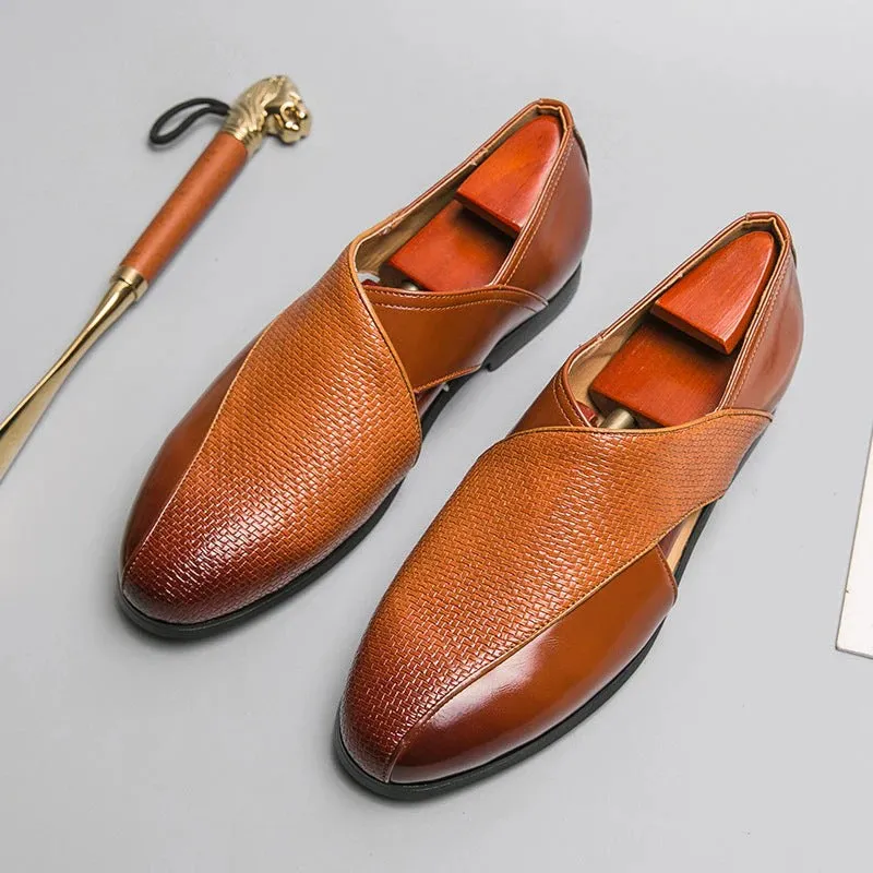 Pasadena | Premium Genuine Leather Minimalist Loafers for Men with Cross-Strap Design
