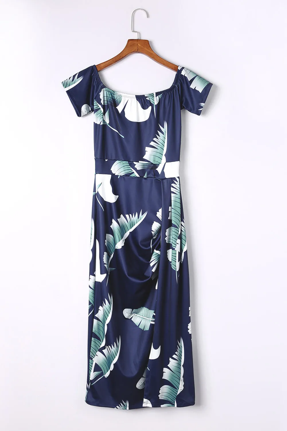 Pattern Print Off Shoulder Midi Dress