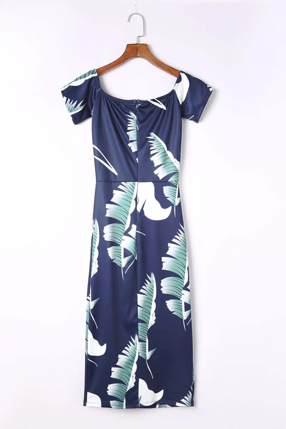 Pattern Print Off Shoulder Midi Dress