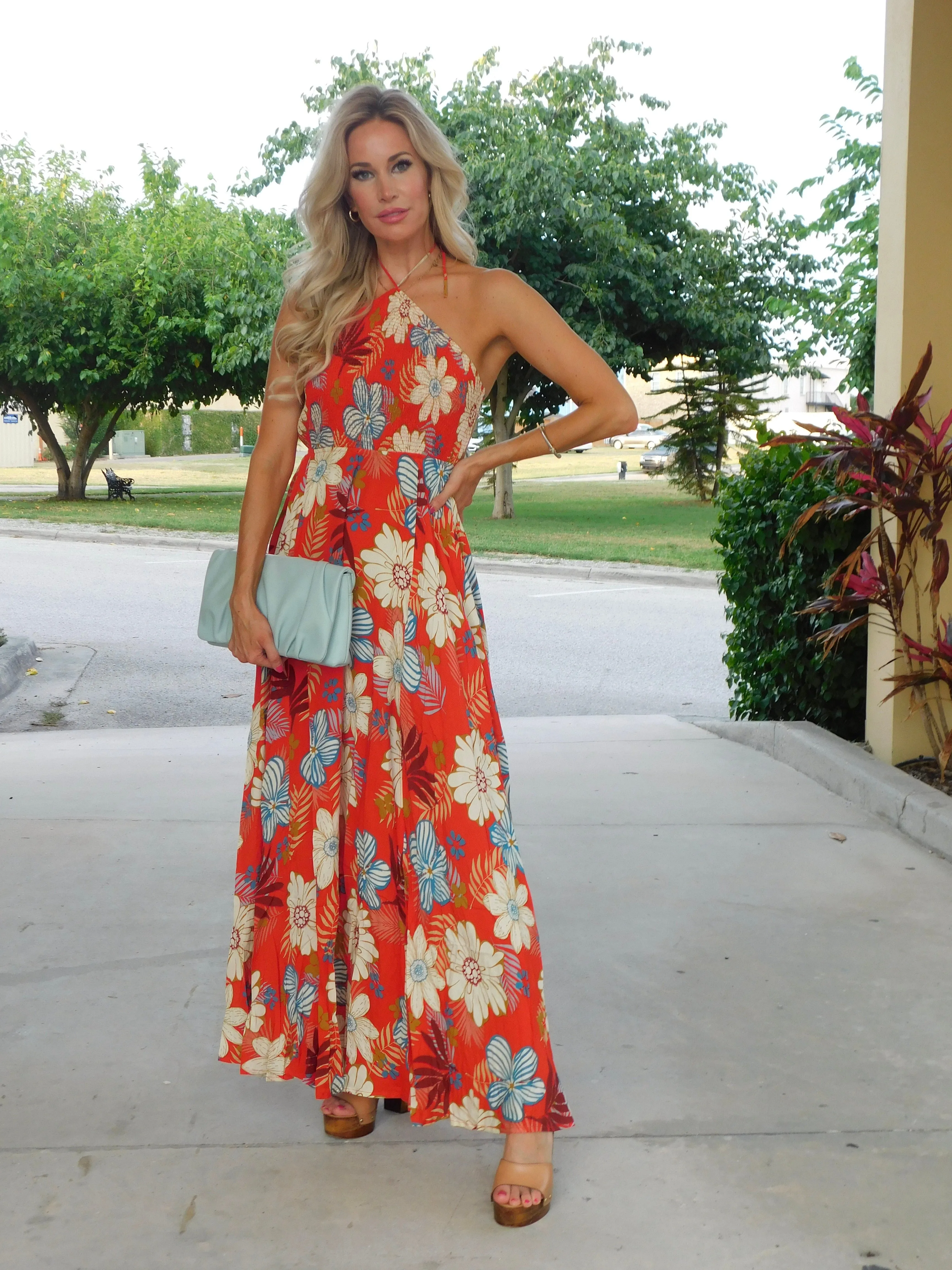 Phoenix Halter Tie Back Maxi Dress