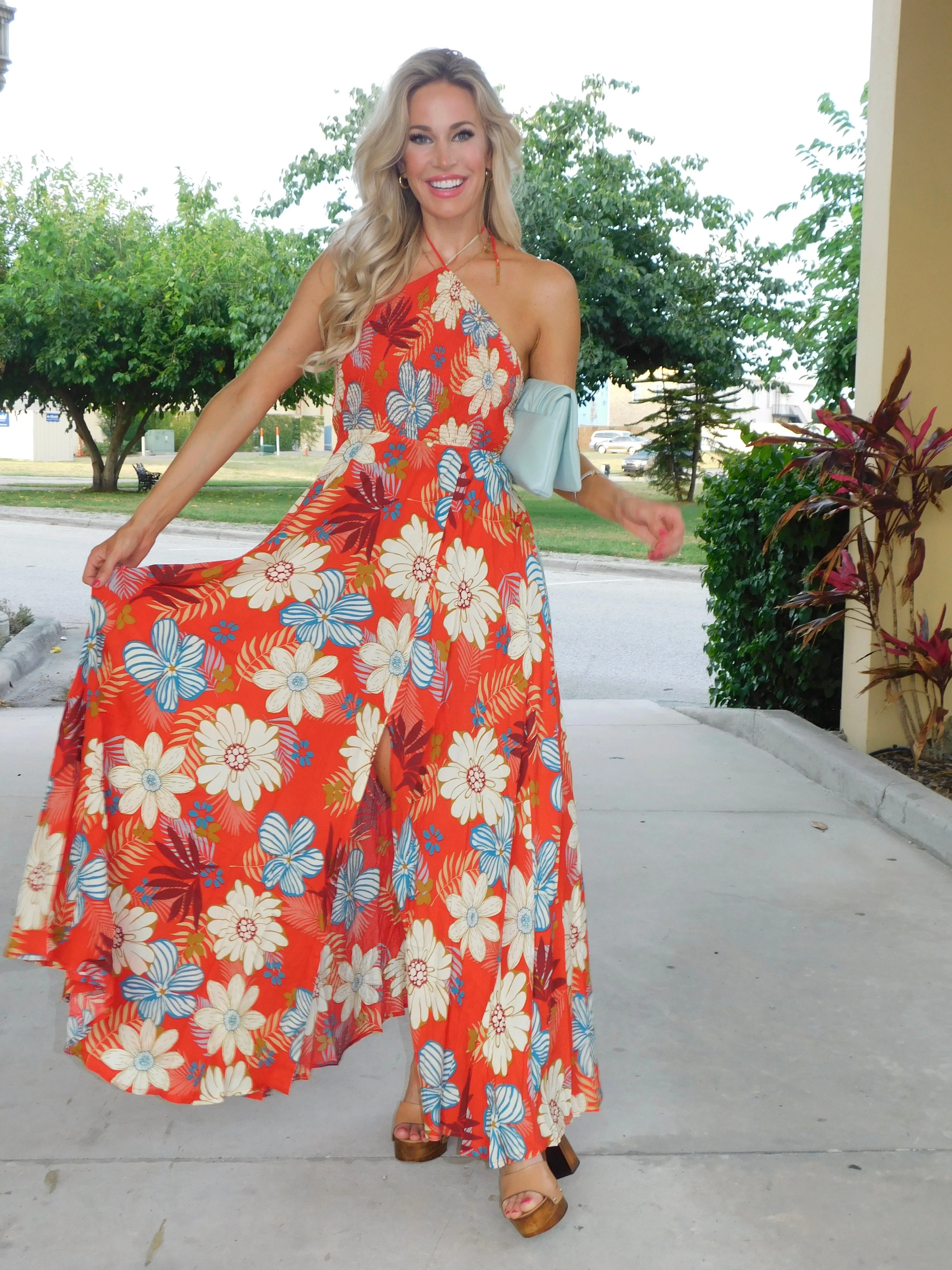 Phoenix Halter Tie Back Maxi Dress