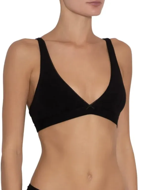 Pima Goddess Everyday V-Bralette - Black   Buff