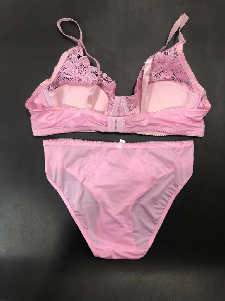 Pink Bridal Bra Panty Sets - Non Psdded Underwired Bra Panty Set 2020