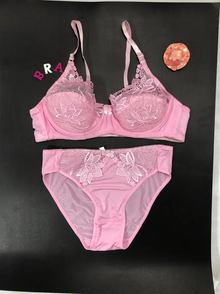 Pink Bridal Bra Panty Sets - Non Psdded Underwired Bra Panty Set 2020