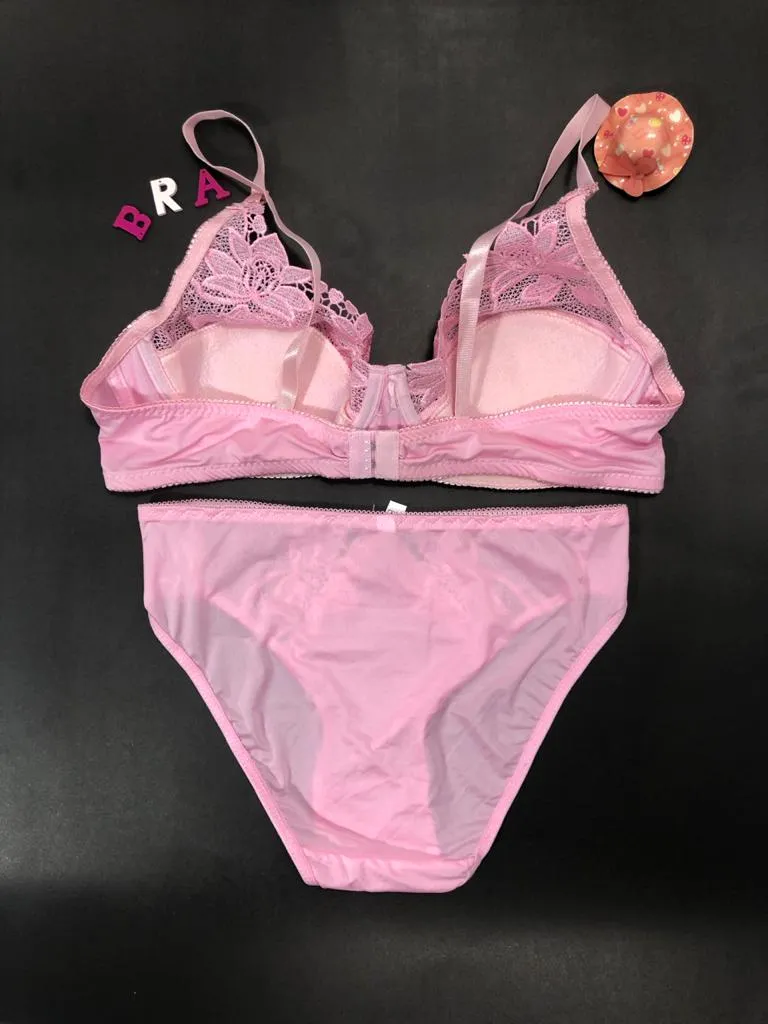 Pink Bridal Bra Panty Sets - Non Psdded Underwired Bra Panty Set 2020