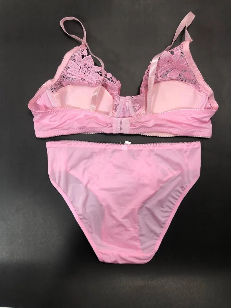 Pink Bridal Bra Panty Sets - Non Psdded Underwired Bra Panty Set 2020