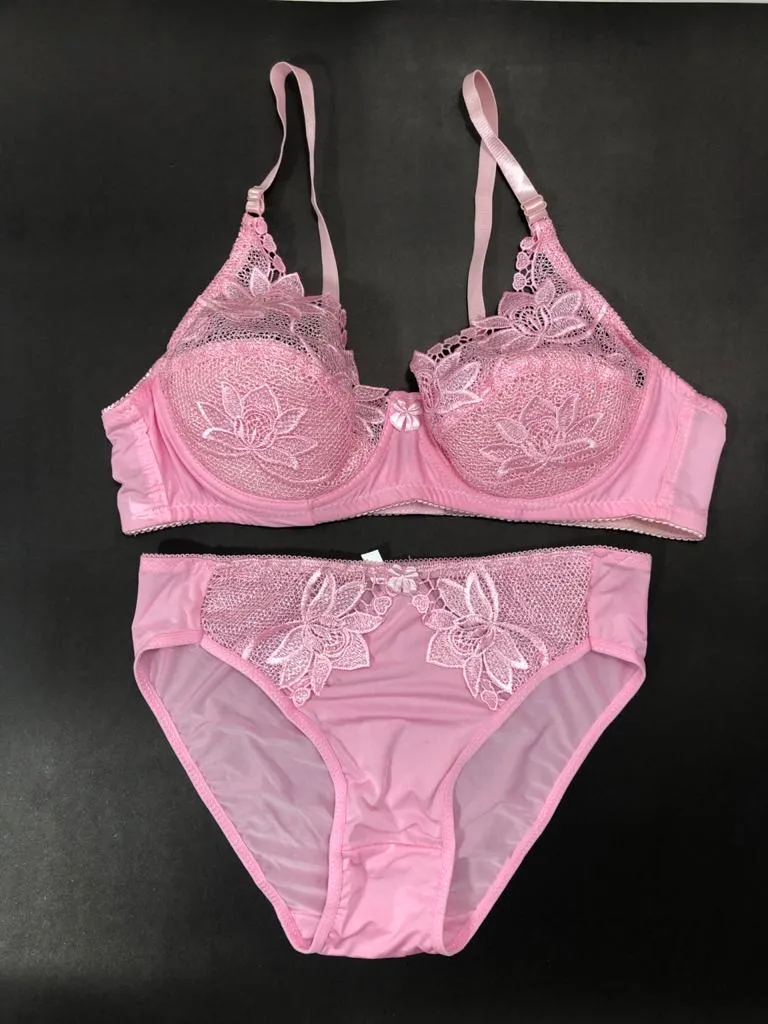 Pink Bridal Bra Panty Sets - Non Psdded Underwired Bra Panty Set 2020