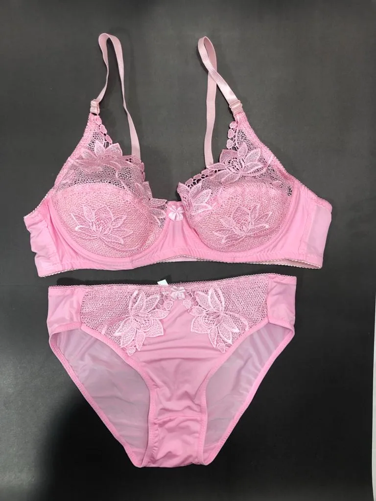 Pink Bridal Bra Panty Sets - Non Psdded Underwired Bra Panty Set 2020