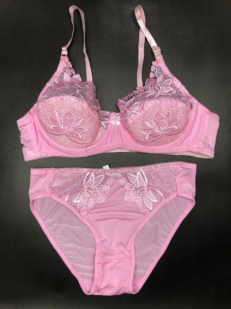 Pink Bridal Bra Panty Sets - Non Psdded Underwired Bra Panty Set 2020