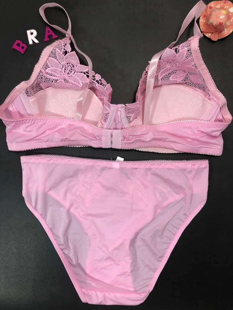 Pink Bridal Bra Panty Sets - Non Psdded Underwired Bra Panty Set 2020