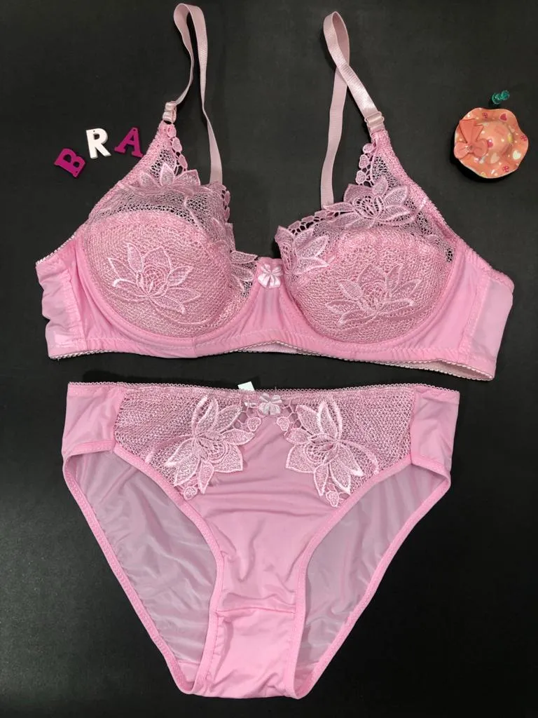 Pink Bridal Bra Panty Sets - Non Psdded Underwired Bra Panty Set 2020