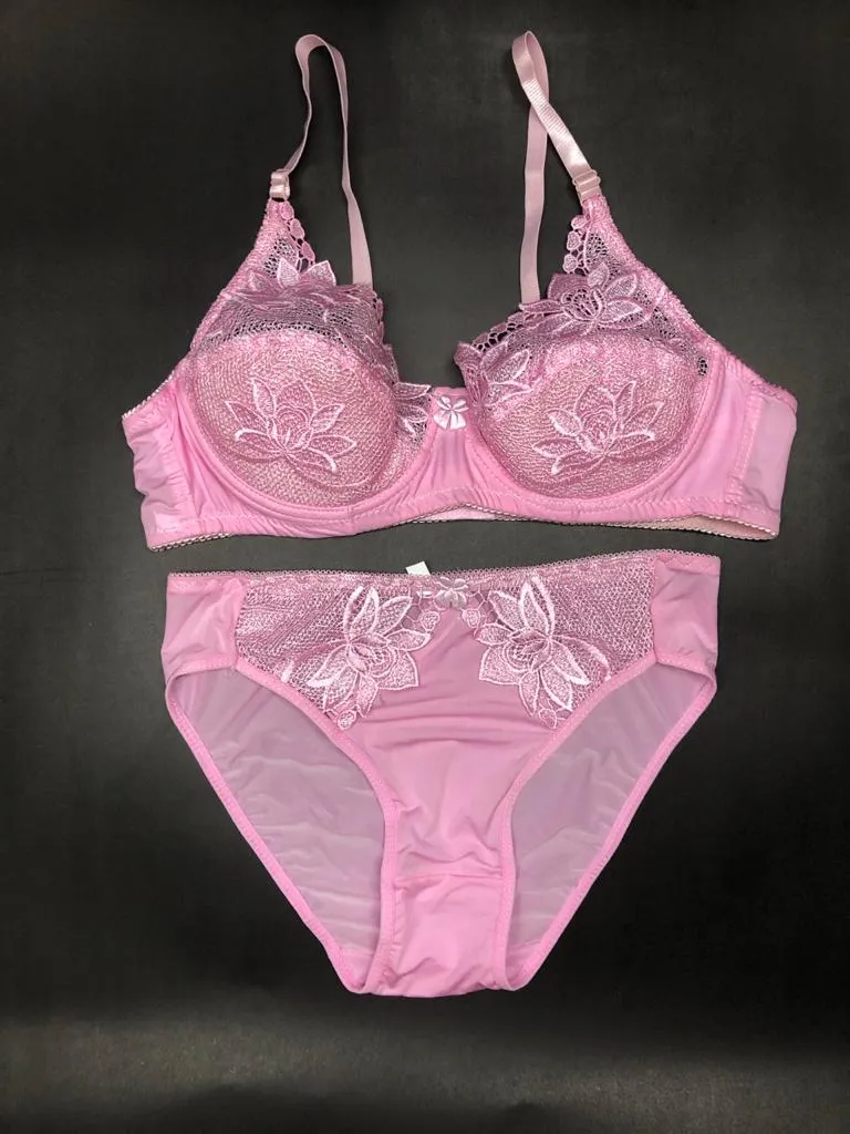 Pink Bridal Bra Panty Sets - Non Psdded Underwired Bra Panty Set 2020