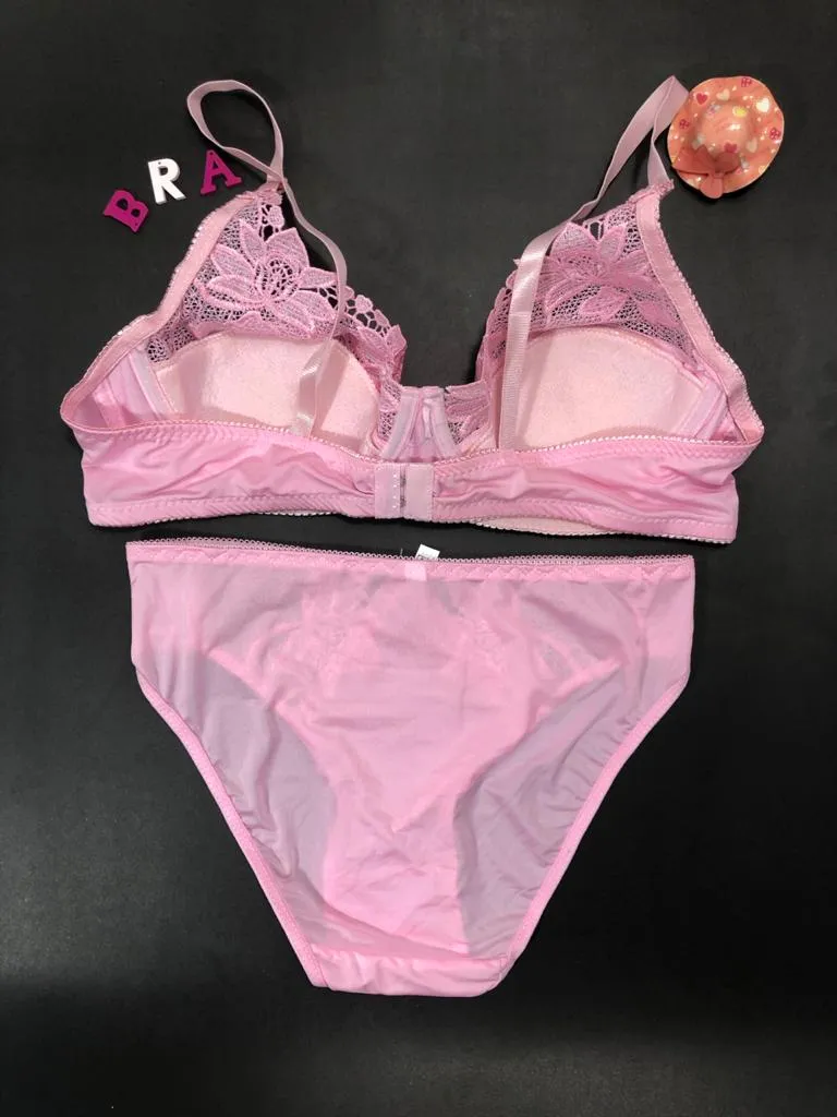 Pink Bridal Bra Panty Sets - Non Psdded Underwired Bra Panty Set 2020