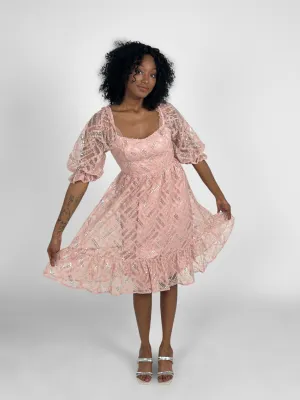 Pink Sheer Midi Dress