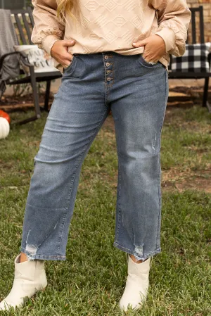 Plus Size High Waist Ripped Straight Leg Jeans