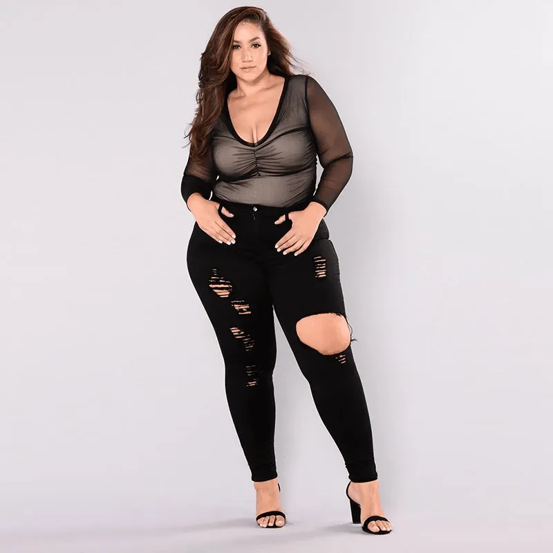 Plus Size Ripped Skinny Jeans