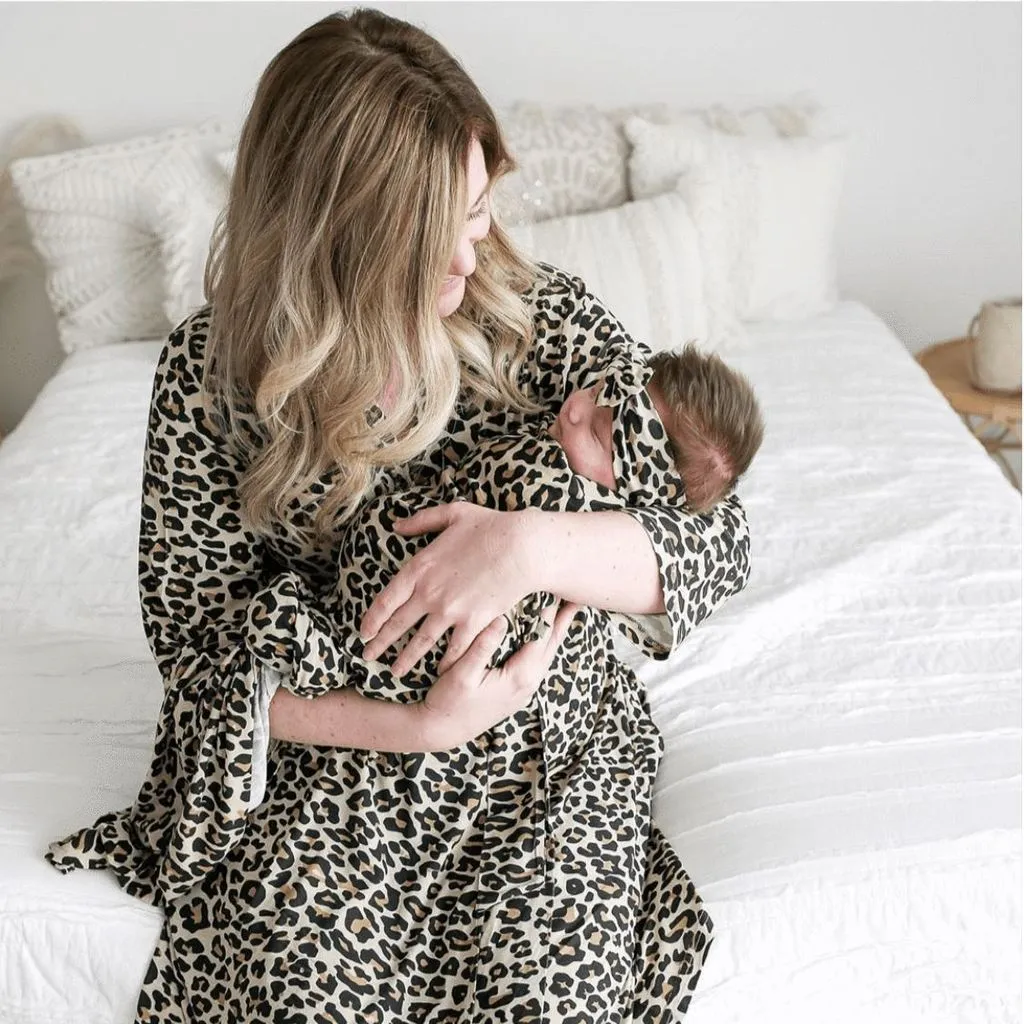 Posh Peanut Lana Leopard Tan - Mommy Robe