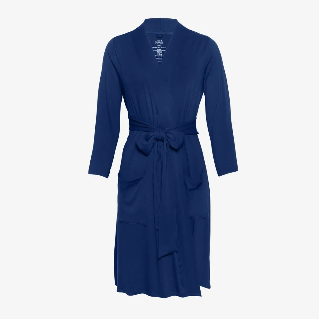 Posh Peanut Solid Color Sailor Blue Mommy Robe Navy