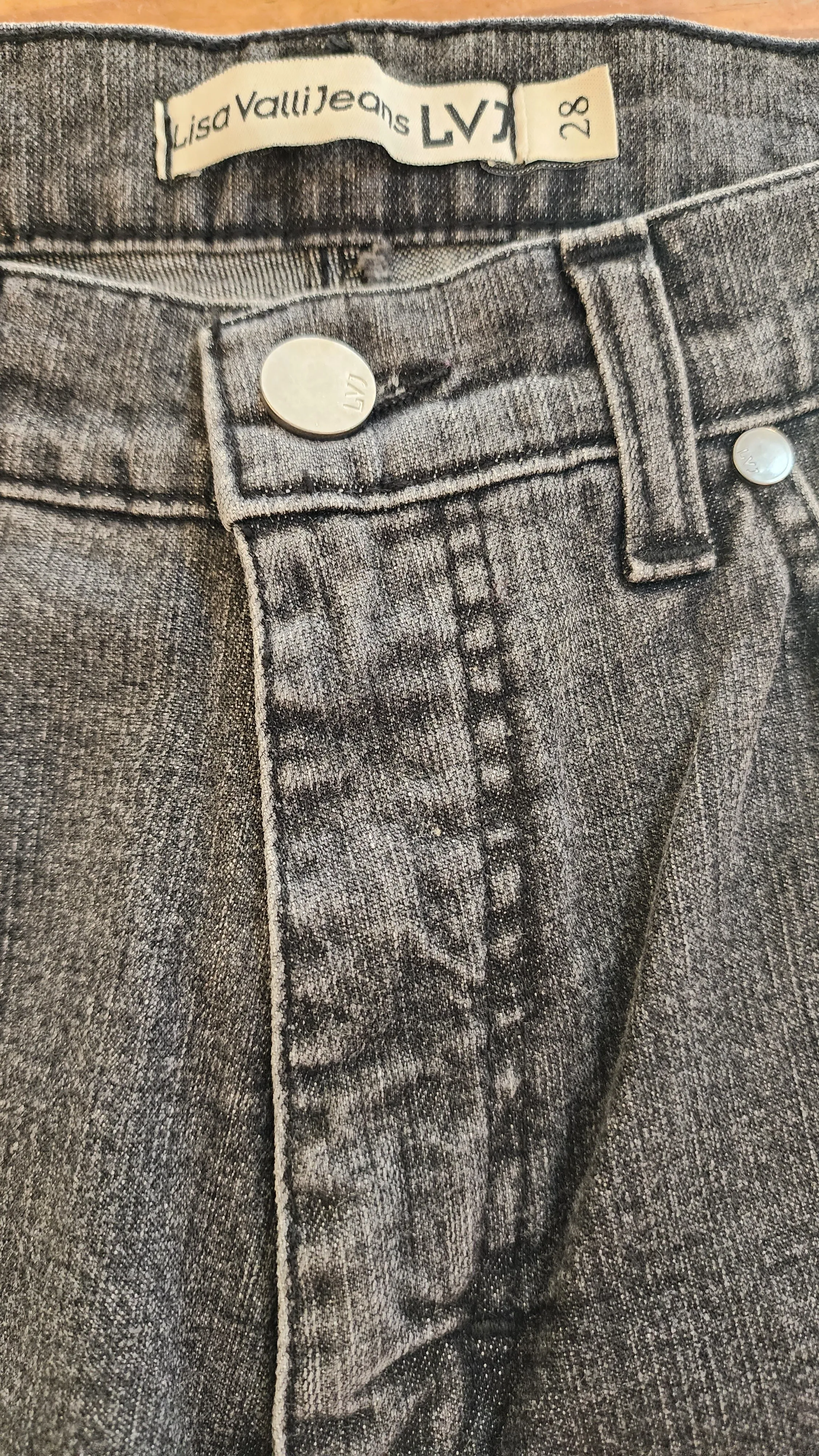 Pre-Loved Jeans - Lisa Vatti Jeans "LVJ" Flare Charcoal Denim Jeans Sz 28