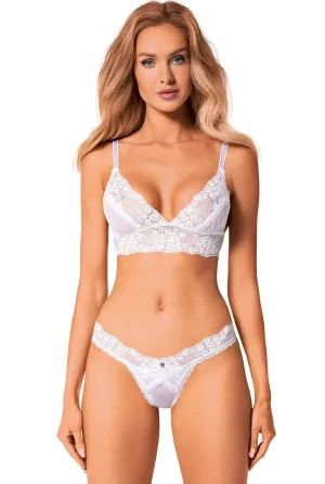 Pretty White Sheer Lace Bra & Gstring Set