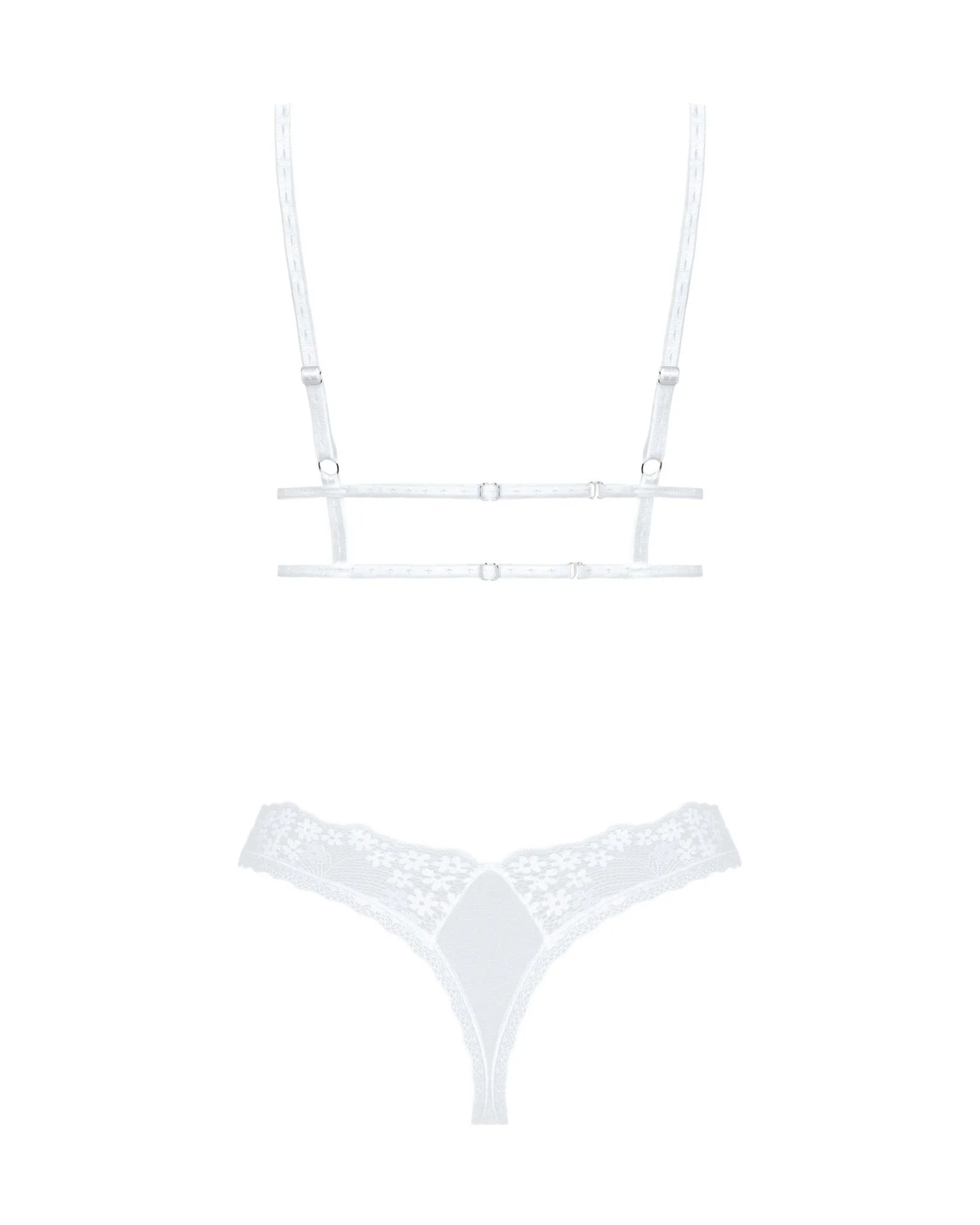 Pretty White Sheer Lace Bra & Gstring Set
