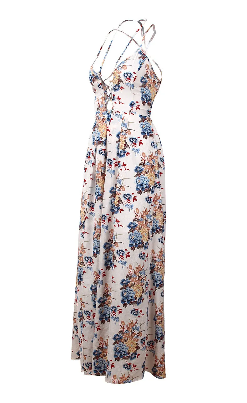Printed Sexy Suspender Halter Dress