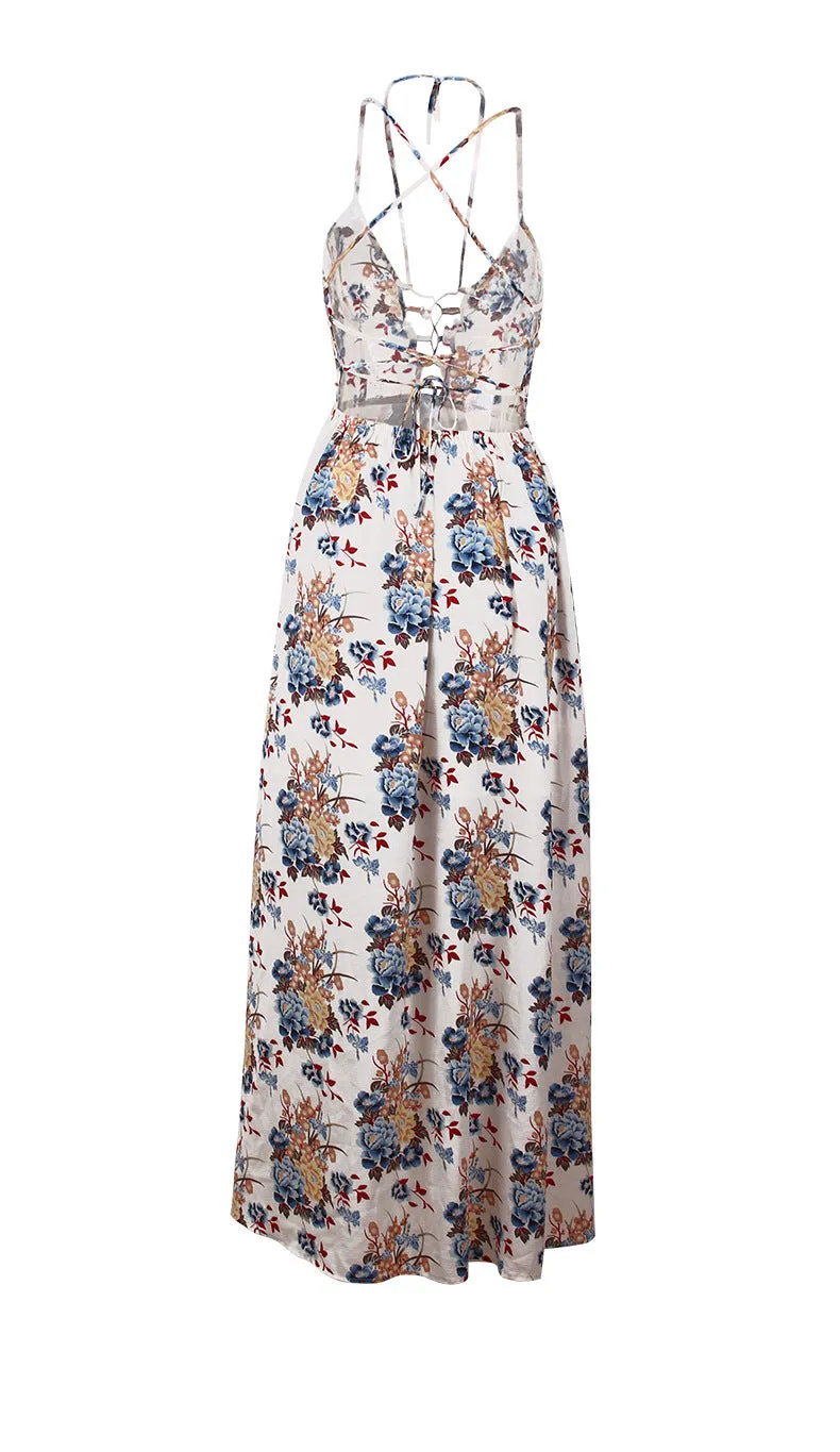 Printed Sexy Suspender Halter Dress