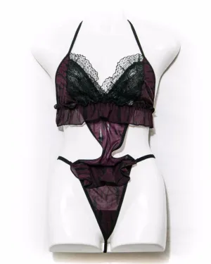 Pussy Cat Lingerie Set - Maroon