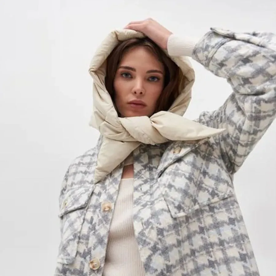Quilted Headscarf Puffer Scarf Triangle Shawl Hood