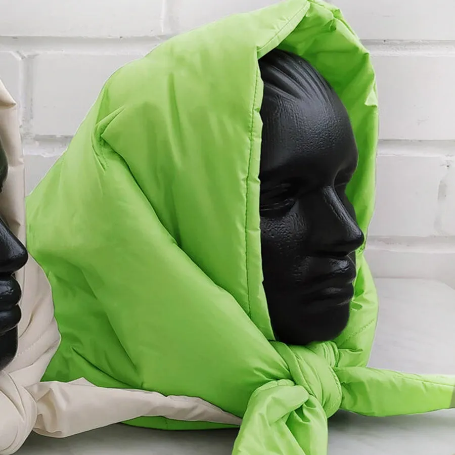 Quilted Headscarf Puffer Scarf Triangle Shawl Hood