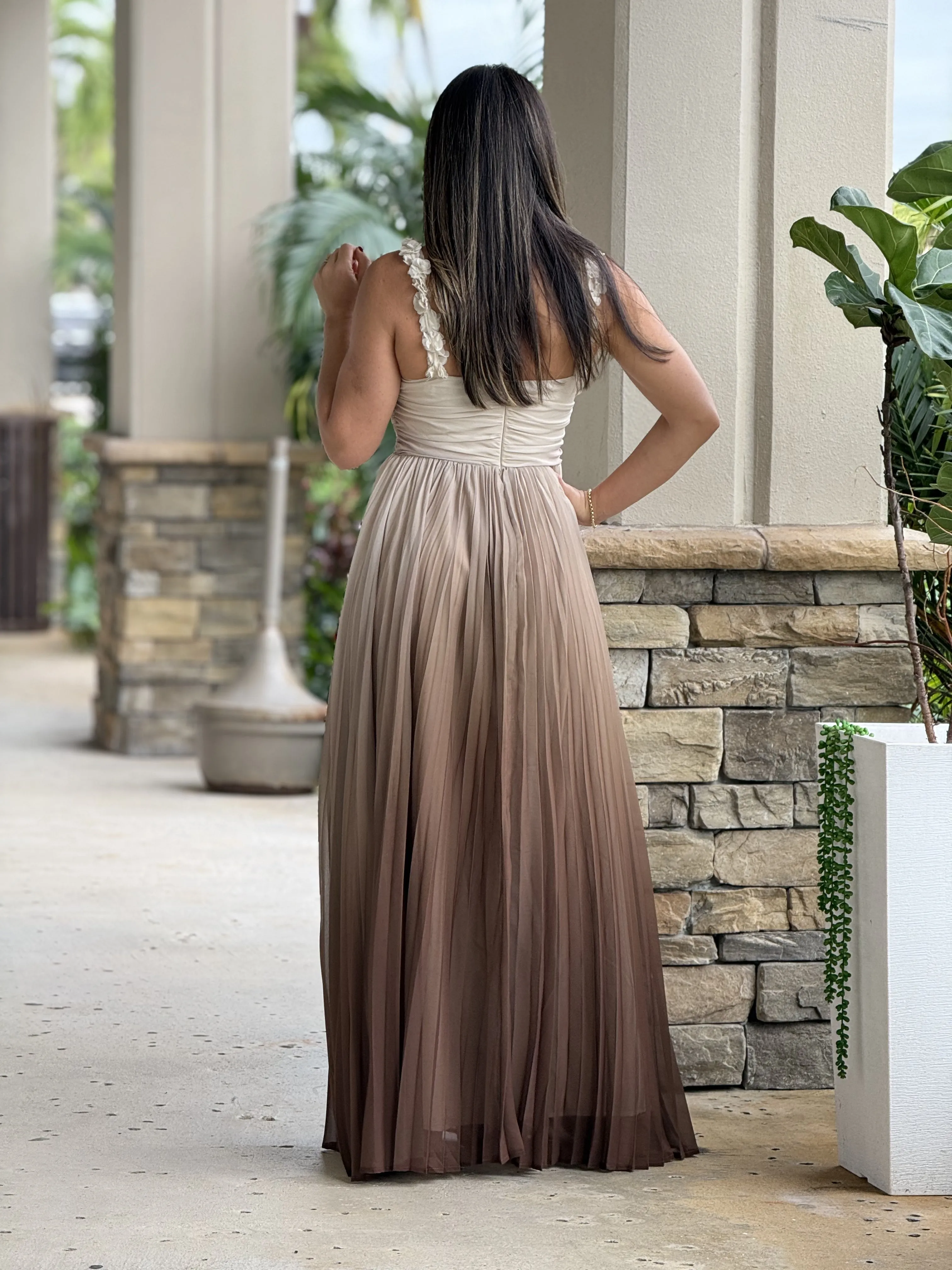 "Amanda" Ombre Pleated Maxi Dress