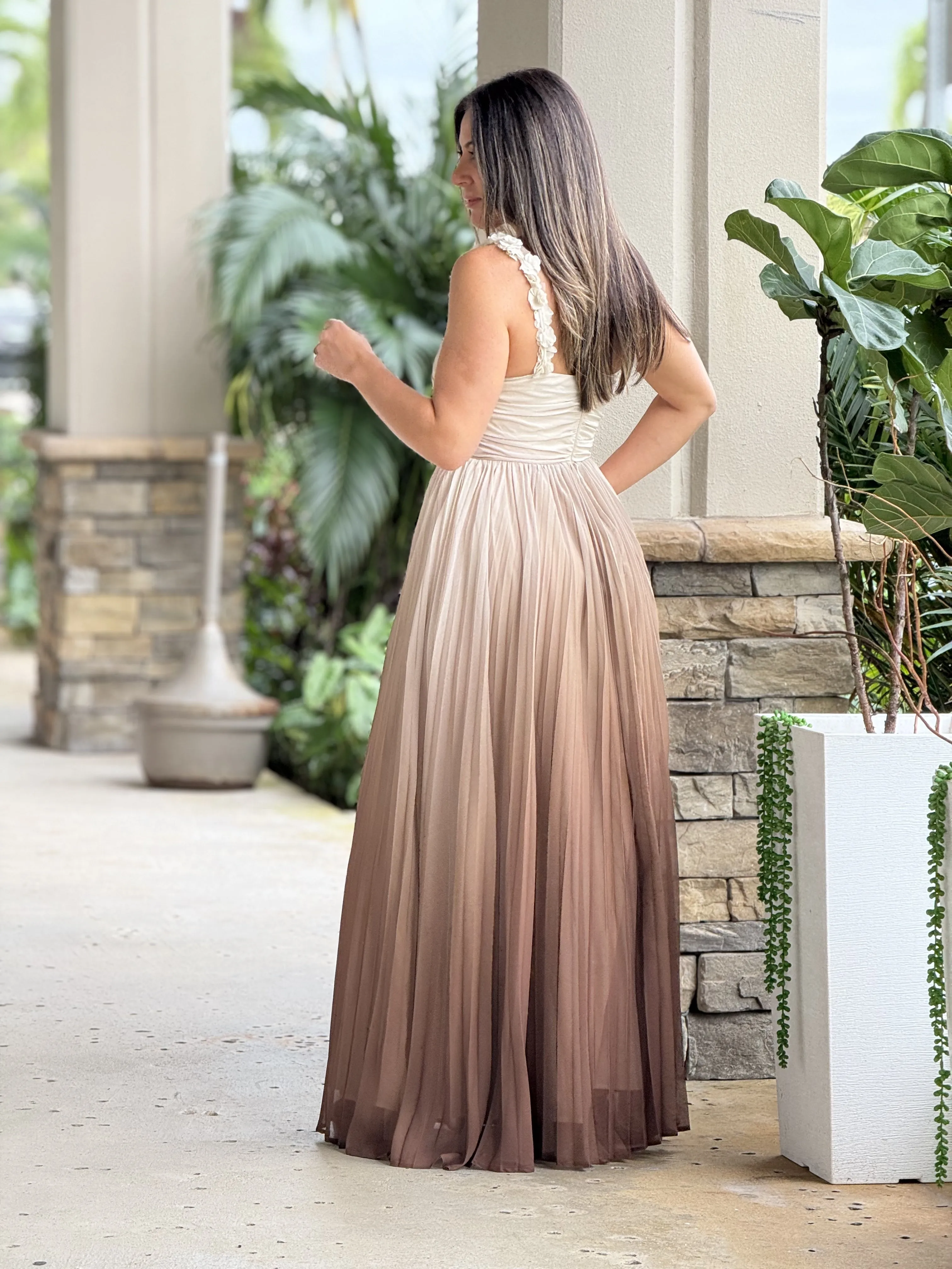 "Amanda" Ombre Pleated Maxi Dress