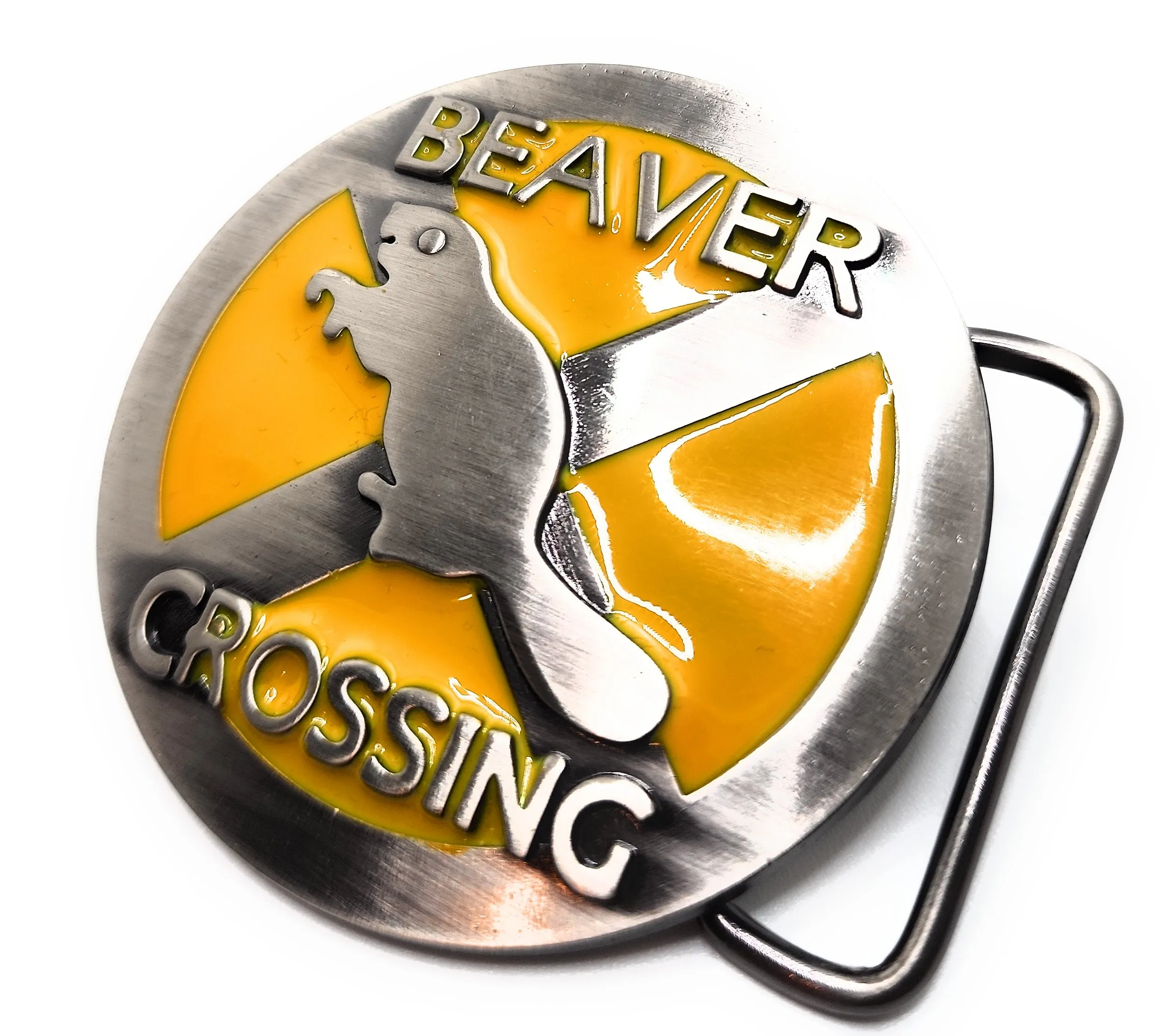 "BEAVER CROSSING" Funny Vulgar Belt Buckle