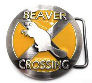 "BEAVER CROSSING" Funny Vulgar Belt Buckle