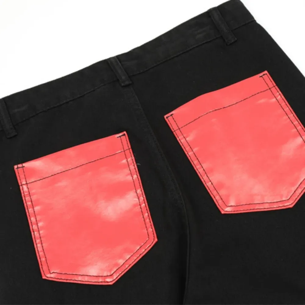 "Vintage Flame Embroidery Straight Leg" Jeans