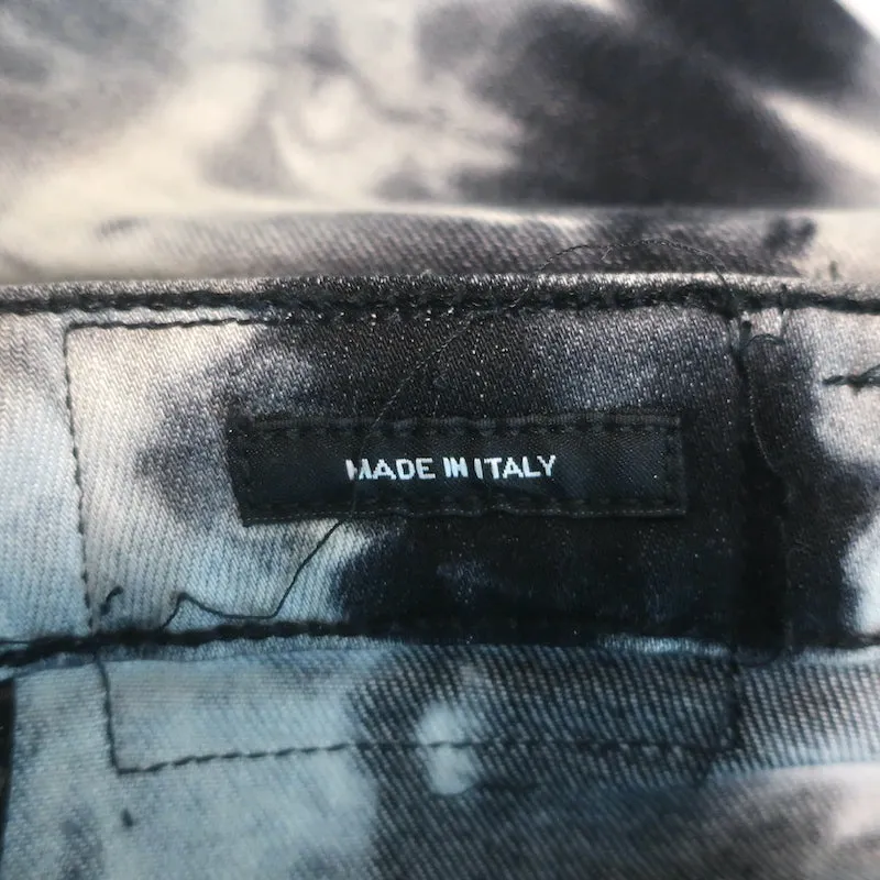 R13 Boy Straight Leg Jeans Black & Gray Tie Dye Stretch Cotton Size 27