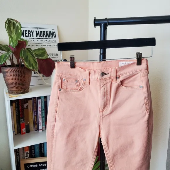 Rag &amp; Bone High Rise Pink Skinny Jeans