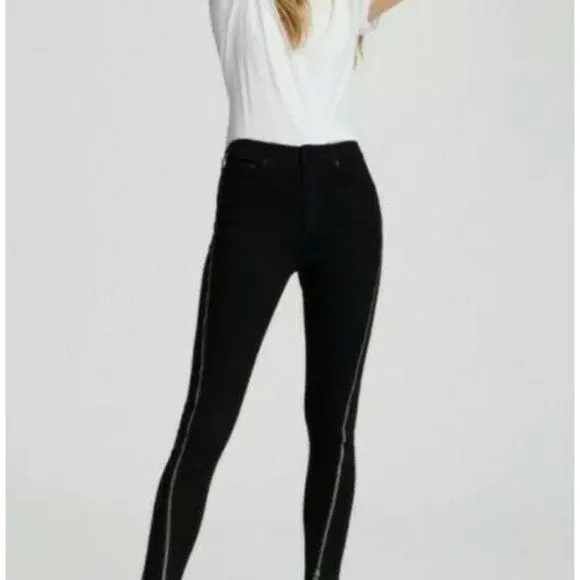 Rag &amp; Bone Women's 24 Black Skinny Jeans Full Zip