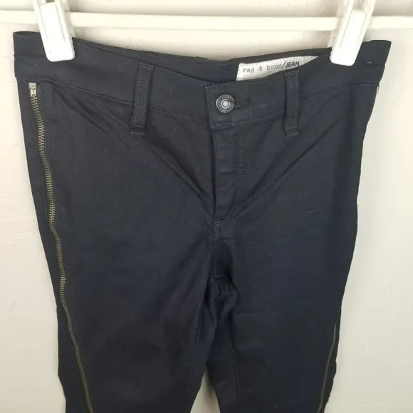 Rag &amp; Bone Women's 24 Black Skinny Jeans Full Zip