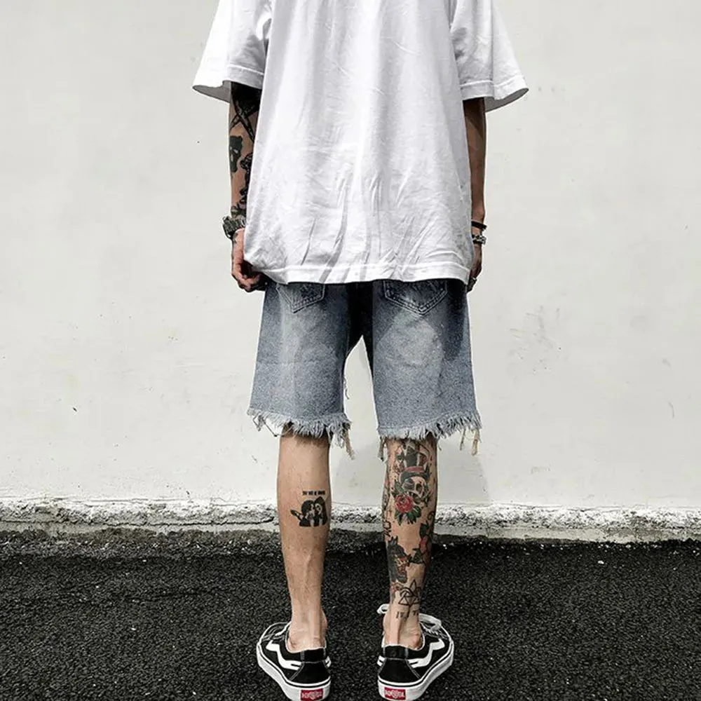 RebelWear Herren Ripped Jeans Shorts