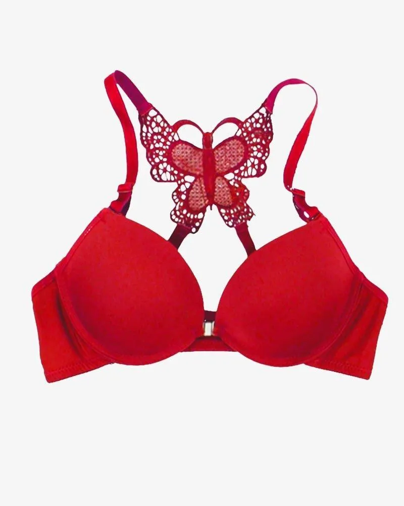 Red Bribal Seamless Front Open Push Up Butterfly Bra - 2018 Collection