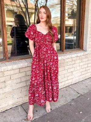Red Floral Grace Maxi Dress